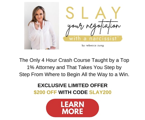 picture of Rebecca Zung's SLAY Your negotiation with a narcissist ad