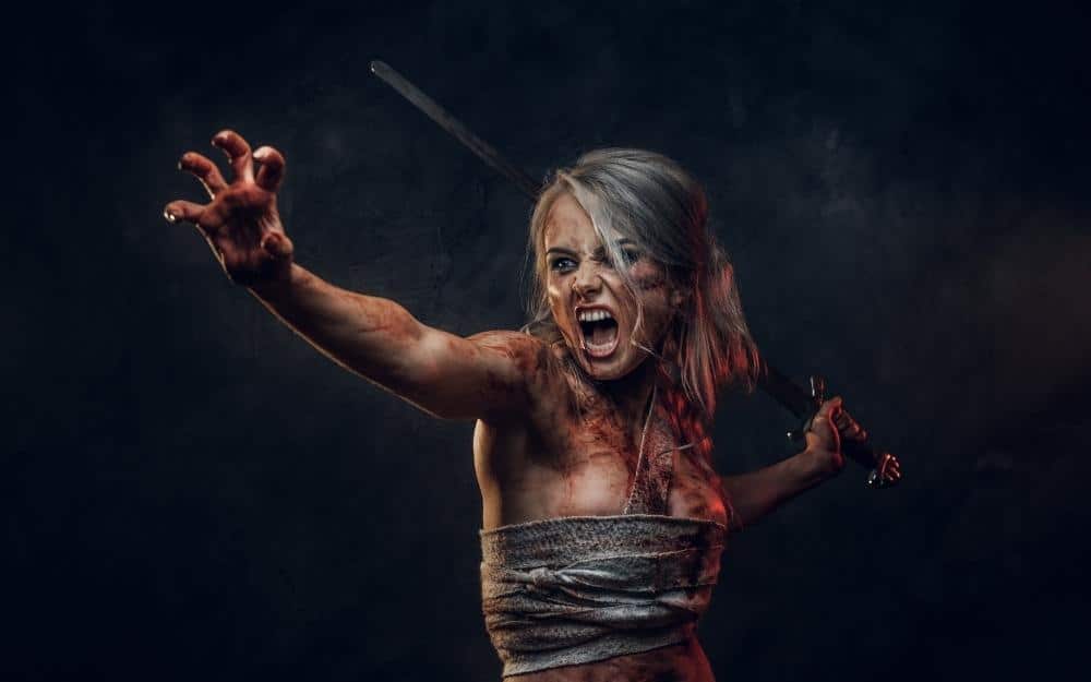 picture of an angry woman with a sword