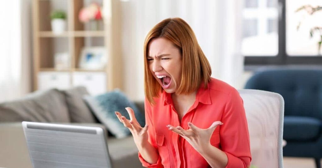 picture of a woman that is frustrated at work